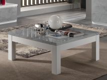 Table basse ROMEO carrée blanc/marbre