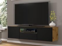 Meuble tv-hifi AUREO 3 portes 150 cm chêne artisan/noir sans led