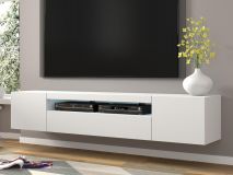 Meuble tv-hifi AUREO 3 portes 200 cm blanc avec led