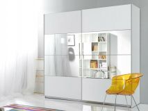 Armoire BELHAMBRA 2 portes coulissantes 220 cm blanc avec miroir
