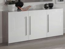 Buffet/bahut GRENADE 3 portes marbre laqué/blanc laqué