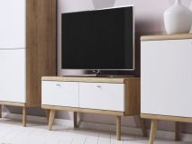 Meuble tv-hifi PROMI 2 portes chêne riviera/blanc