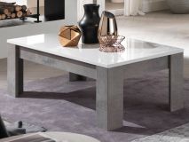 Table basse rectangulaire GRENADE 126 cm marbre laqué/blanc laqué