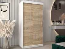 Armoire YORKNEW 2 portes coulissantes 100 cm blanc/sonoma
