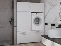 Meuble WASHING 1 machine avec armoire 1 porte 2 tiroirs LARGE blanc