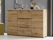 Buffet/bahut TANAMALO 2 portes 3 tiroirs chêne wotan avec led