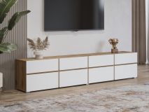 Meuble tv-hifi CROSSAIR 4 portes battantes 4 tiroirs blanc/chêne wotan