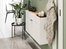 Meuble à chaussures AMEYA 2 portes 110 cm blanc/chêne navarra