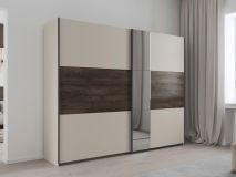 Armoire SAJORIS 2 portes coulissantes 261 cm cachemire/chêne atlantique avec miroir