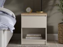 Chevet NAIADE 1 tiroir cachemire/chêne jackson