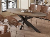 Table repas ovale TOMYRA 100x220 cm mangolia foncé