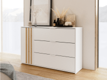 Commode FLORACE 1 porte 3 tiroirs blanc/chêne artisan