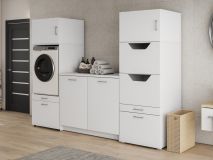 Meuble WASHING 1 machine avec armoire linge et meuble bas LARGE blanc