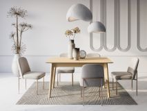 Table repas extensible PLOTY 145 > 220 cm chêne clair