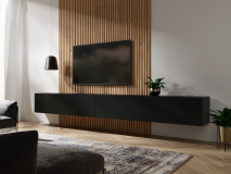 Meuble tv-hifi KINGSTON 2 portes battantes 245 cm noir mat