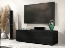 Meuble tv-hifi KINGSTON 1 porte battante 105 cm chêne noir