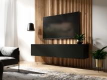 Meuble tv-hifi KINGSTON 1 porte battante 140 cm noir mat