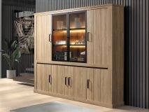 Vaisselier TIBOR 2 portes vitrées 6 portes pleines chêne français