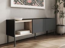 Meuble tv-hifi JULIE 2 portes acacia/noir