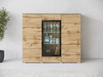 Commode haute VITTORIO 3 portes chêne wota