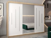 Armoire YORKSHIRE 3 portes coulissantes 250 cm sonoma/blanc