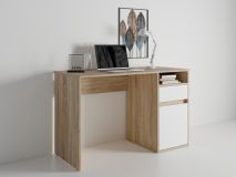 Bureau BIDOU 1 porte 1 tiroir chêne sonoma/blanc