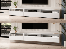 Meuble tv-hifi BABEL II 3 portes 3 niches blanc/blanc laqué