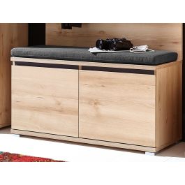 Banc à chaussures LIVINGSTONE 2 portes chêne noble avec coussin