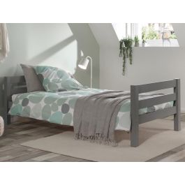 Lit enfant ALIZE avec toboggan 90x200 cm gris naturel tente