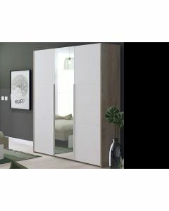 Armoire PADEL 3 portes blanc/chêne endgrain