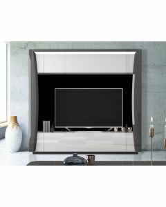 Mur tv-hifi TIA 1 porte 1 tiroir gris laqué/blanc laqué