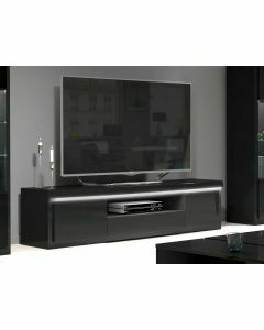 Meuble tv-hifi SPYRO 2 portes 1 tiroir noir/noir laqué