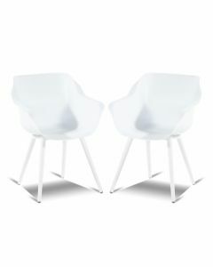 Lot de 2 fauteuils de jardin SOLO blanc avec pieds ronds en aluminium