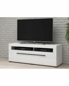 Meuble tv-hifi TULIO 1 tiroir 140 cm blanc/blanc laqué sans led