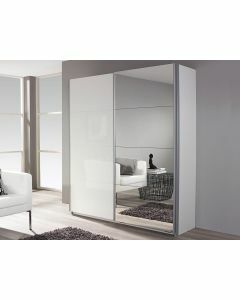 Garde-robe MINOTOR 2 portes coulissantes 181 cm avec miroir blanc