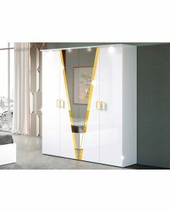 Armoire VALENCIA 4 portes blanc/or