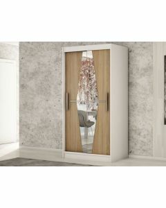 Armoire BOLIVAR 2 portes coulissantes 100 cm blanc/sonoma