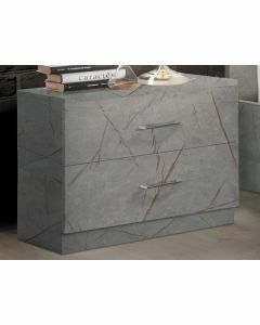 Table de chevet MARIO 2 tiroirs marmo grigio
