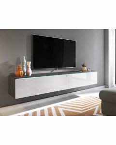 Meuble tv-hifi DUBAI 2 portes battantes 180 cm matera/blanc brillant sans led