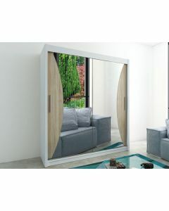 Armoire MONACORNE 2 portes coulissantes 180 cm blanc/sonoma