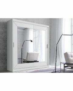 Armoire ALHAMBRA 2 portes coulissantes 180 cm blanc avec miroir