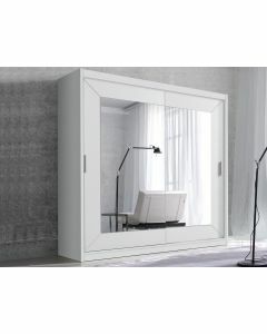 Armoire ALHAMBRA 2 portes coulissantes 200 cm blanc avec miroir