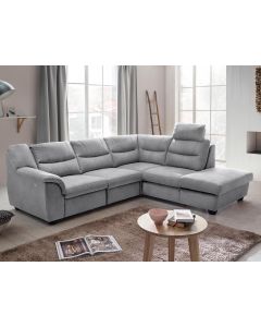 Canapé d’angle relax électrique OSIRIS avec méridienne droite tissu fuego gris