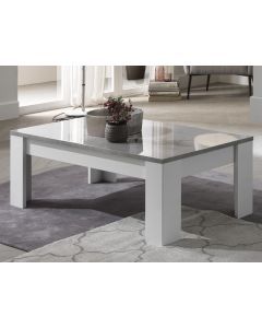 Table basse MADONNA rectangulaire blanc laqué/béton laqué
