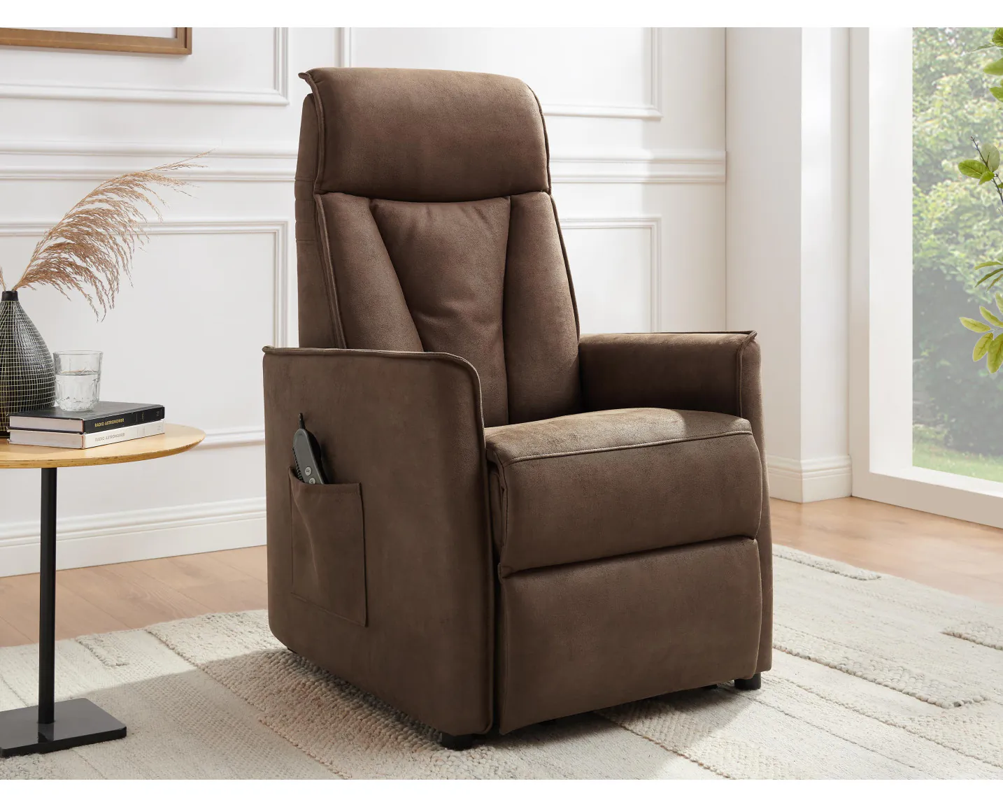 Fauteuil inclinable électrique marron foncé tissu con753876