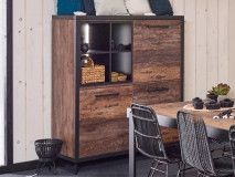 Meuble bar KUTINA 3 portes bois navire noir