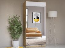 Armoire OPTICO 2 portes chêne artisan avec miroir