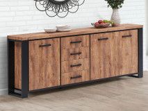 Buffet/bahut ESTEBAN 3 portes 4 tiroirs chêne industriel