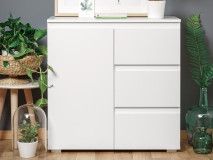 Commode IMANO 1 porte 3 tiroirs blanc