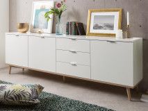 Buffet-bahut GUTENBERG 3 portes 3 tiroirs blanc-chêne sonoma